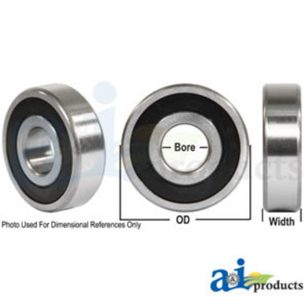 A & I PRODUCTS Bearing, Ball; 6000 Series, Flat Edge 3" x3" x1" A-6005-2RS-I